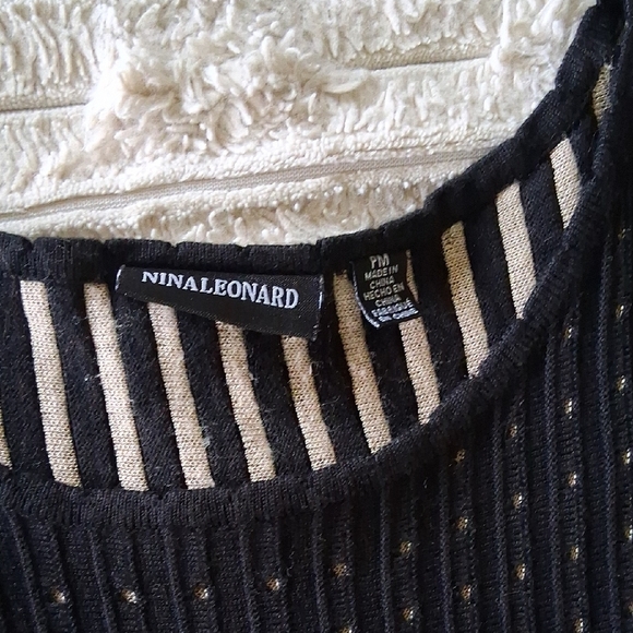 Nina Leonard Black Ribbed Midi Dress with Scoop Neck - Picture 2 of 6